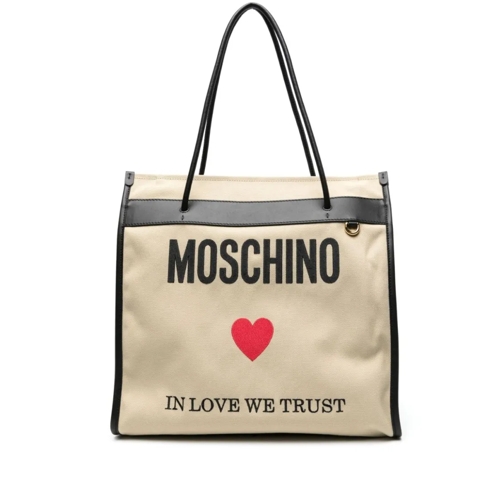 Moschino Fourre-tout Logo Shopping Bag Neutrals