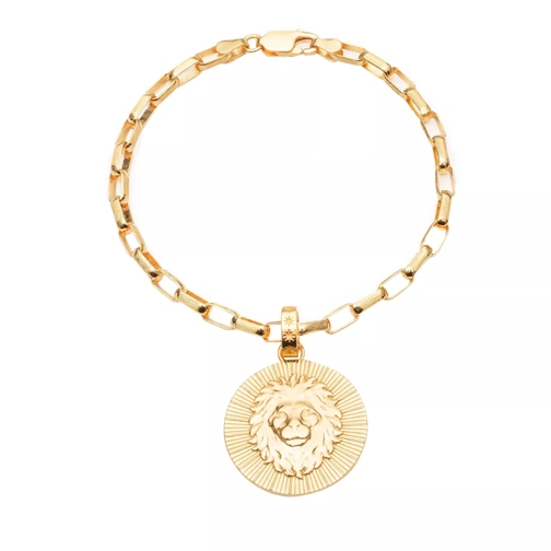 Rachel Jackson London Statement Leo Zodiac Art Coin Bracelet S/M Yellow Gold Armband