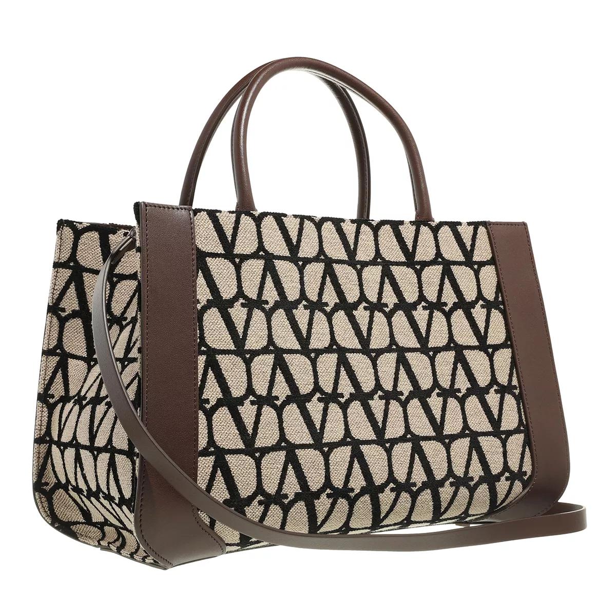 V Logo Signature Medium Toile Iconographe Tote Bag in Brown