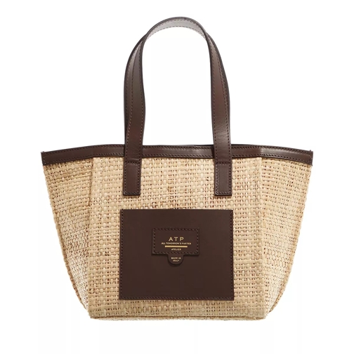 ATP Atelier Lunino Raffia Tote Bag Natural/Chocolate Rymlig shoppingväska