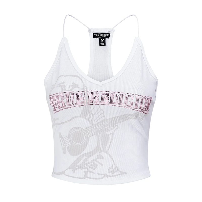 True Religion Top - Camisole Top- Figurbetont- Besetzt mit Zierste weiss