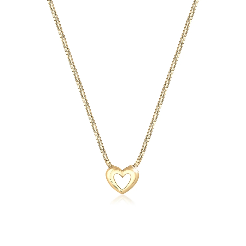 Elli Mittellange Halskette Halskette Panzerkette Herz Anhänger Romantisch 585 gold
