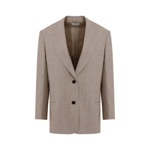 The Row Taupe Ivory Melange Virgin Wool Marina Jacket Brown Blazer