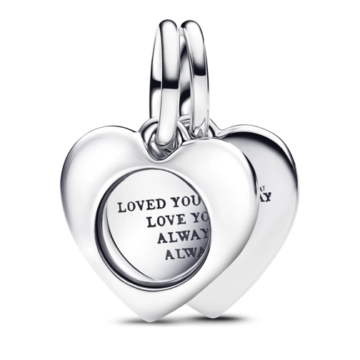 Pandora Pendant Engravable heart double dangle Sterling silver