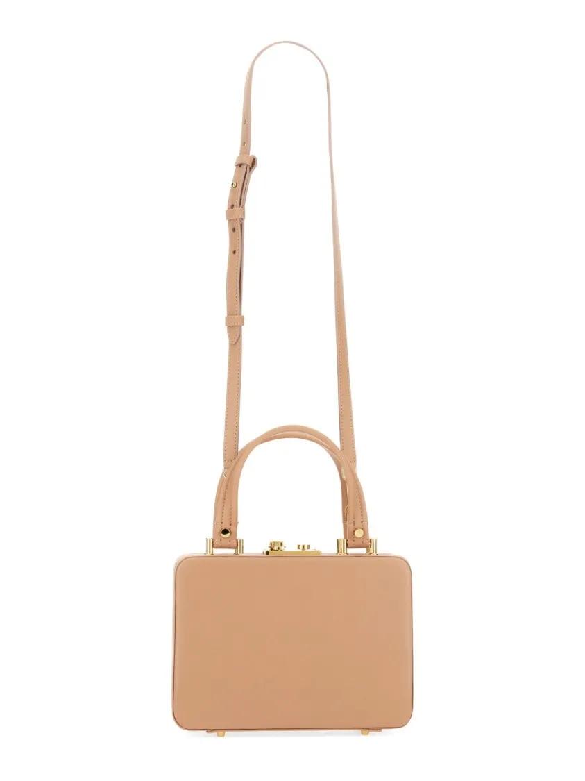 Gianvito Rossi Hobo bags "Valì" Structured Rectangular Handbag With Gold-To in bruin