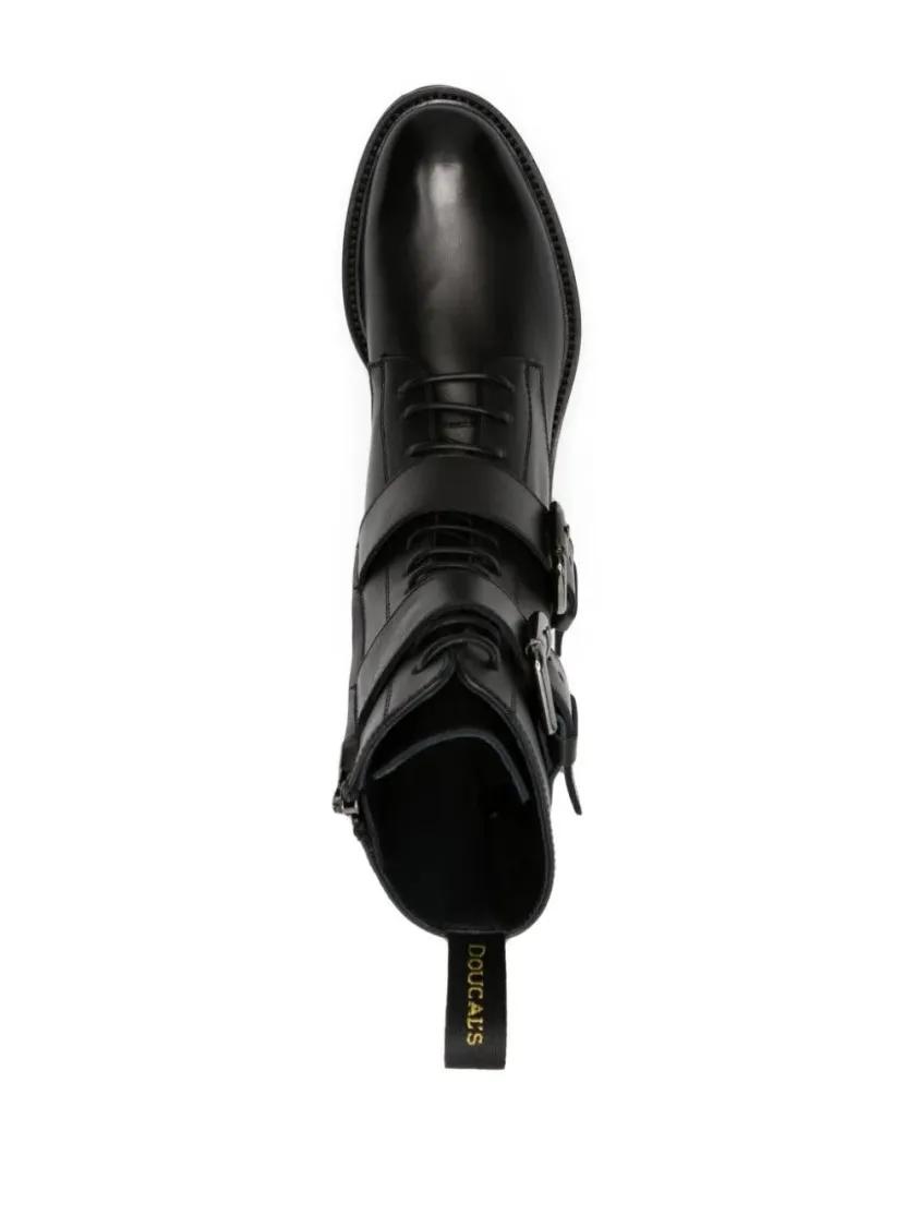 Thumbnail - Doucal's Stiefel - Buckled Lace-Up Leather Boots - Gr. 39,5 (EU) - in Schwarz - für Damen