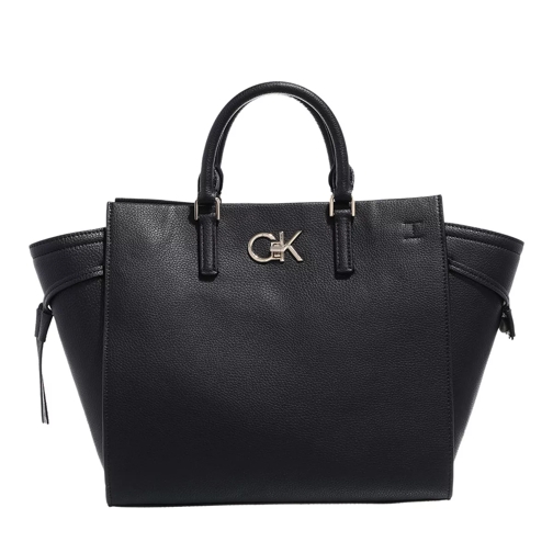 Calvin Klein Re-Lock Drawstring Tote Bag Black Rymlig shoppingväska