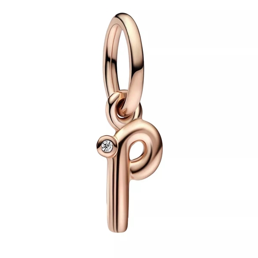 Pandora Letter p 14k rose gold-plated dangle with clear cubic zirconia Pendant