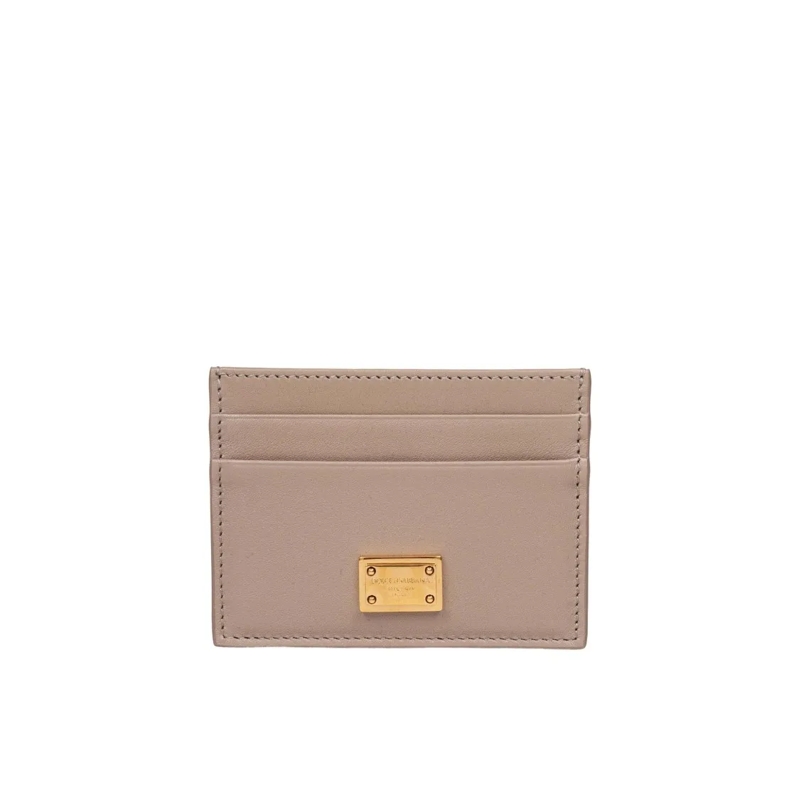 Dolce&Gabbana Portemonnee Plonge Calfskin Card Holder, Taupe Color Pink