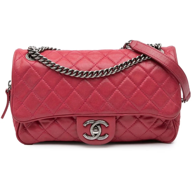 Chanel Sac à bandoulière Small Quilted Iridescent Calfskin Shiva Flap rose