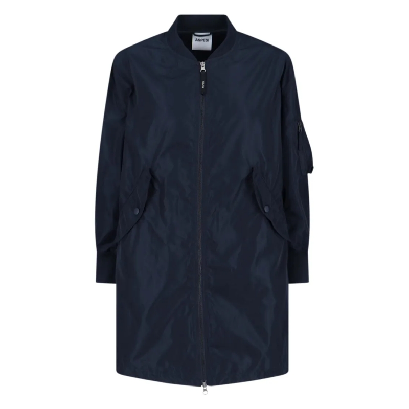 Aspesi Overgangsmantel Technical Zip-Up Coat – Navy Blue Blue