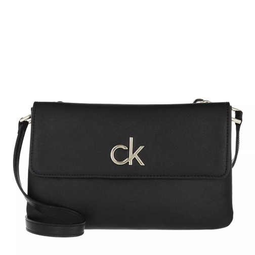Calvin Klein Re-Lo Double Comp Crossbody with Flap Black Crossbody Bag