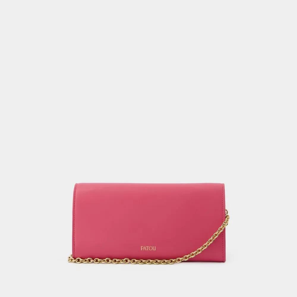 Patou Shoppers Wallet On Chain Leather Pink in roze