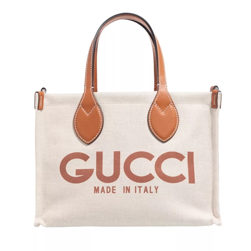 Gucci Small Printed Tote Bag Beige Rymlig shoppingväska