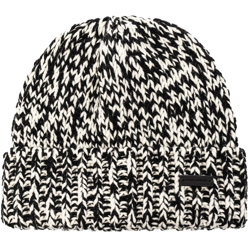 Saint Laurent  Marl Logo Wool Beanie mehrfarbig
