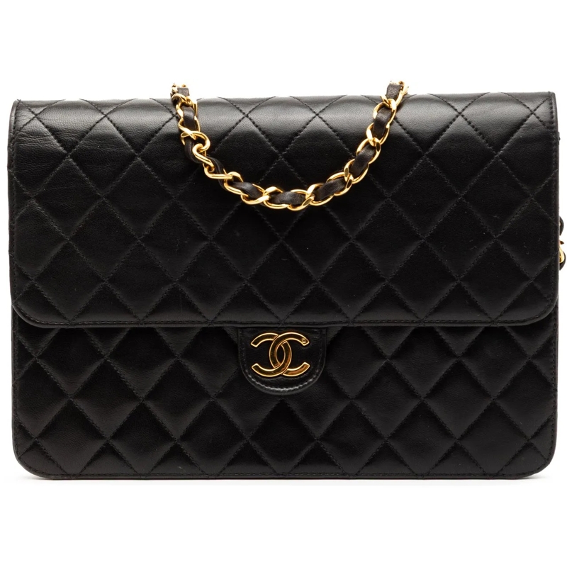 Chanel Schultertasche Medium CC Quilted Lambskin Single Flap schwarz