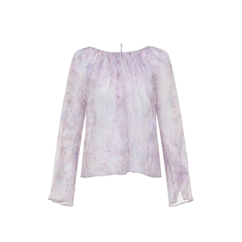 Alberta Ferretti Blouse Silk Blouse With Delicate Floral Pattern Purple