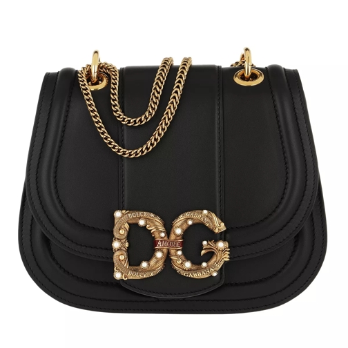 Dolce&Gabbana DG Amore Bag Calfskin Leather Black Crossbody Bag