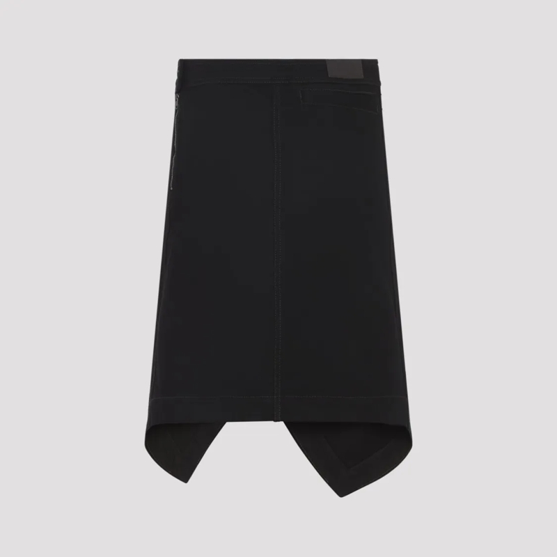 Lemaire Midirok Black Cotton Midi Skirt With Structured Detailing Black