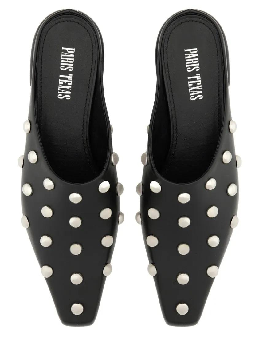 Thumbnail - Paris Texas Slipper & Pantoletten - "Bella" Pointed Toe Leather Mules - Gr. 36 (EU) - in Schwarz - für Damen