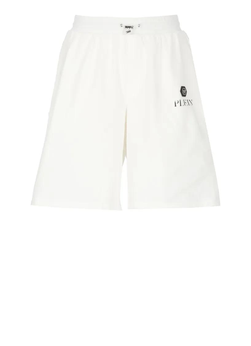 Thumbnail - Philipp Plein - White Cotton Shorts - Größe XL - weiß
