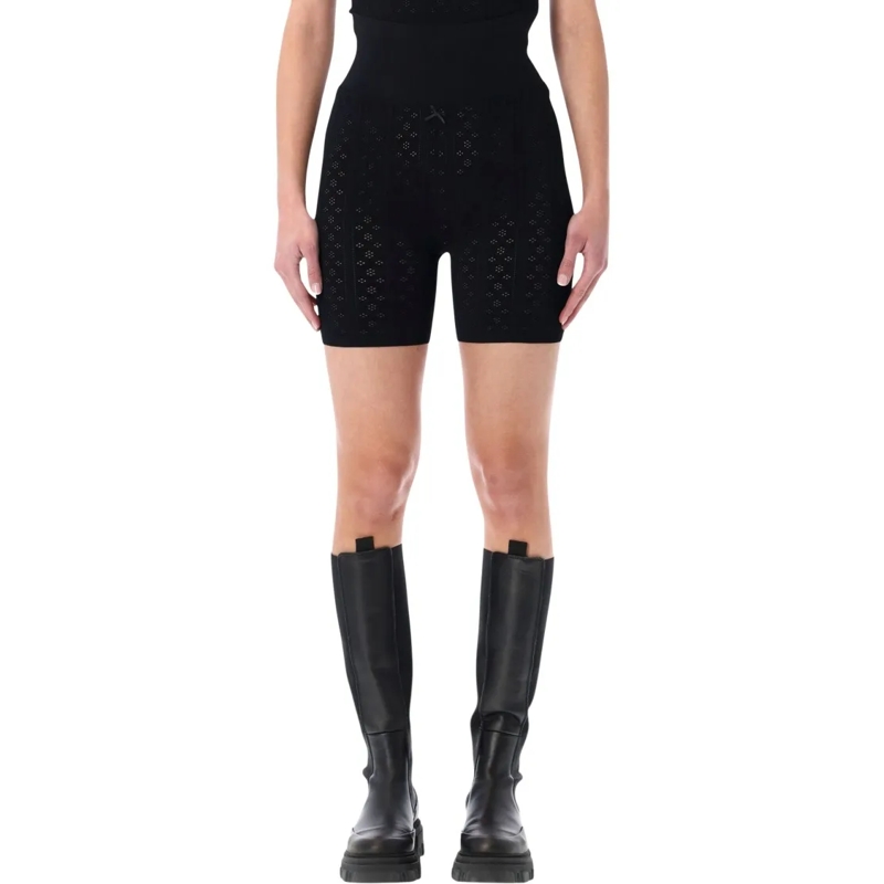 J.W.Anderson Casual Shorts Pointelle Knit Shorts With Bow-Embellished Waistba Black