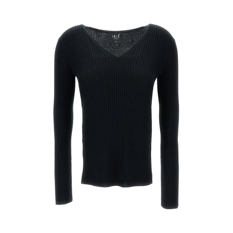 Irie' Trui Classic Solid Black Sweater With Round Neckline Black