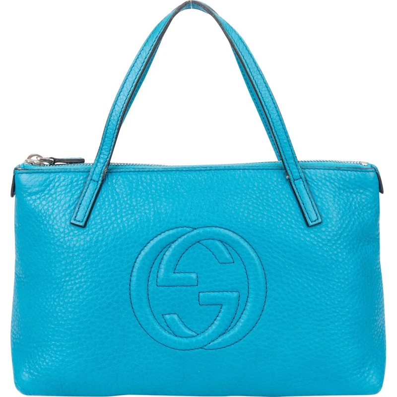 Gucci Schultertasche Gucci Bleu Leather Soho Handbag blau