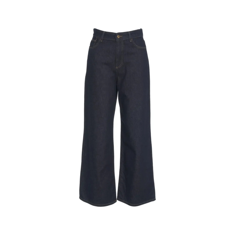PS. Don't Forget Me Jeans Dark Indigo Cropped Wide-Leg Jeans With Classic Fi Black