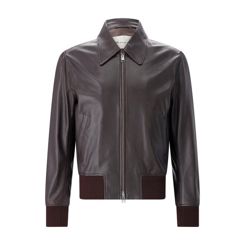 AMI Paris Jacke Jacke aus Leder braun
