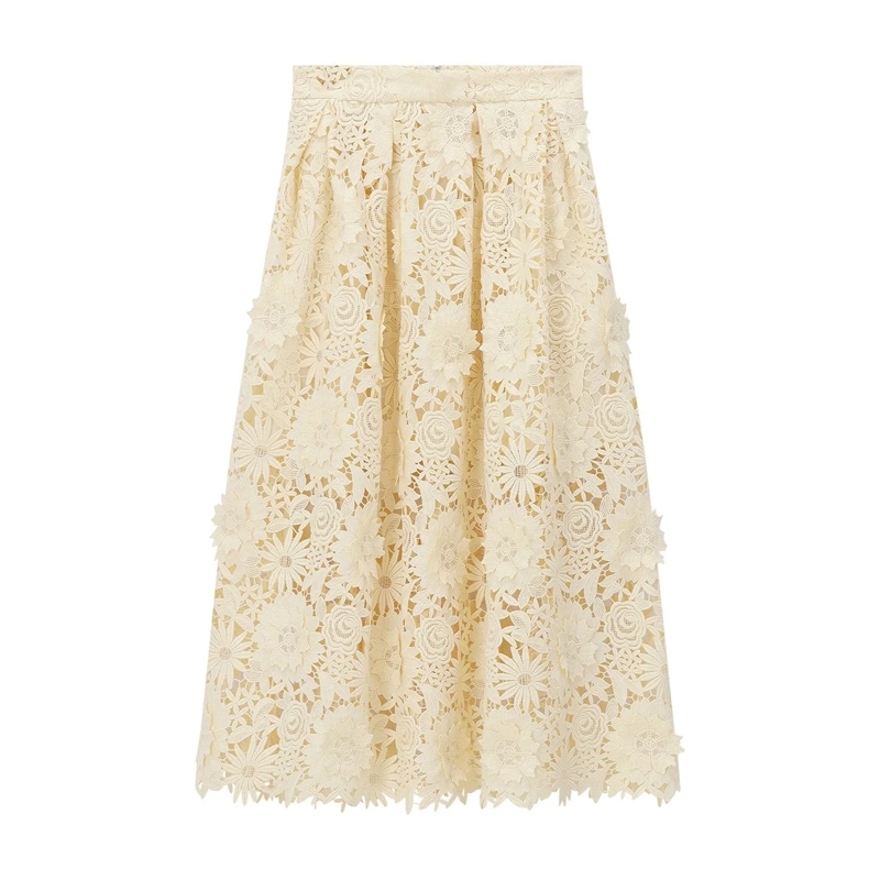 Rotate Minirock Midirock mit floralen Applikationen gelb