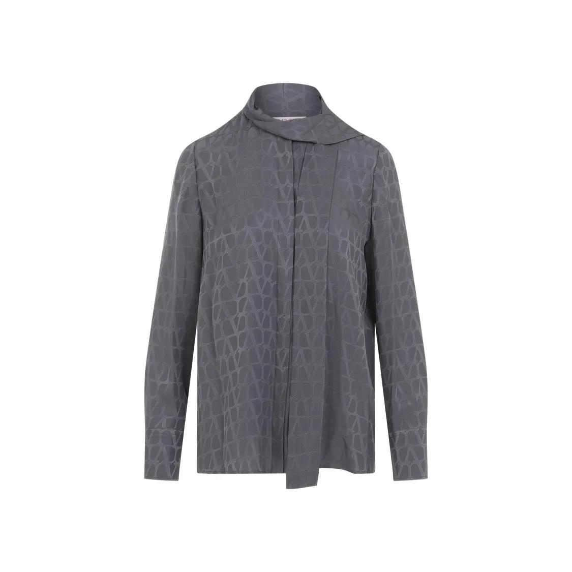 VALENTINO - Toile Iconographe Grey Silk Shirt - Größe 38 - grau