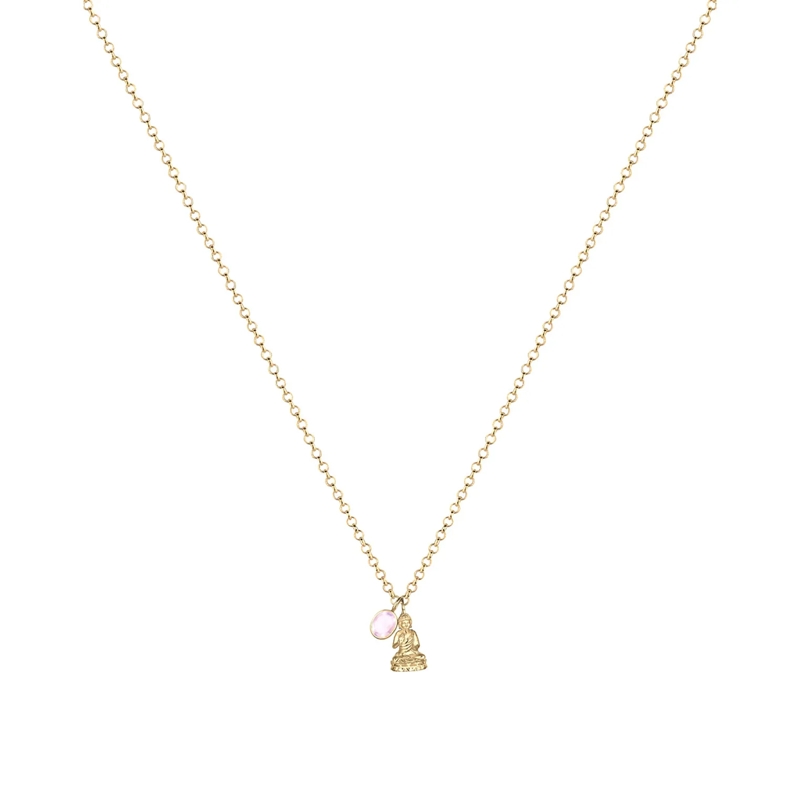 Elli Mittellange Halskette Halskette Elli PREMIUM Halskette Buddha Rosenquarz rosa(Image 2)