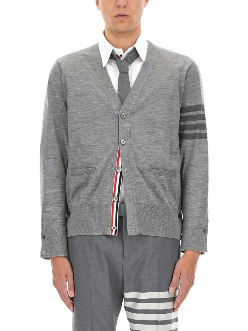 Thumbnail - Thom Browne - "4-Bar" Cardigan - Größe 3 - grau