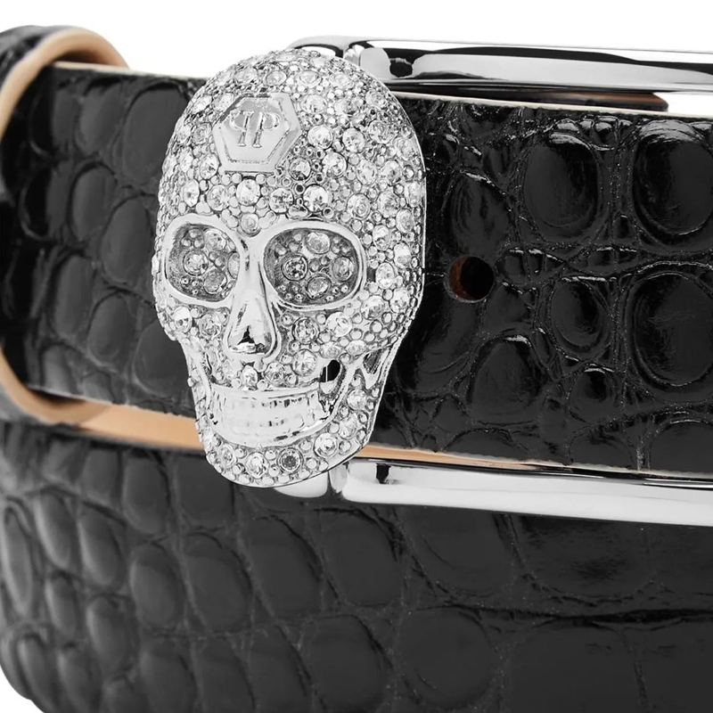 Philipp Plein Gürtel Gürtel Skull Crocco Print schwarz(Image 3)
