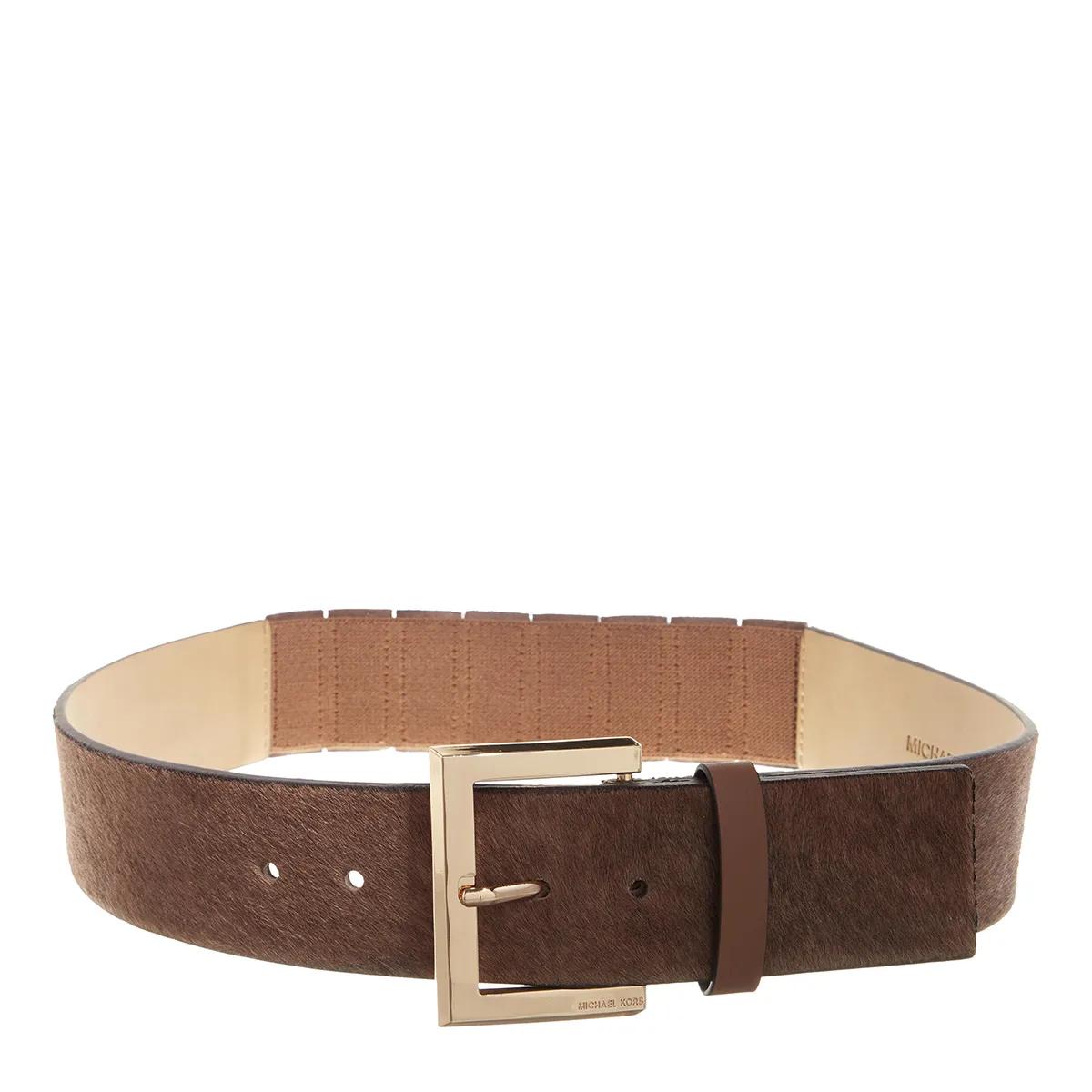 55Mm Haircalf Belt W Stretch Back Dark Camel Waist Belt