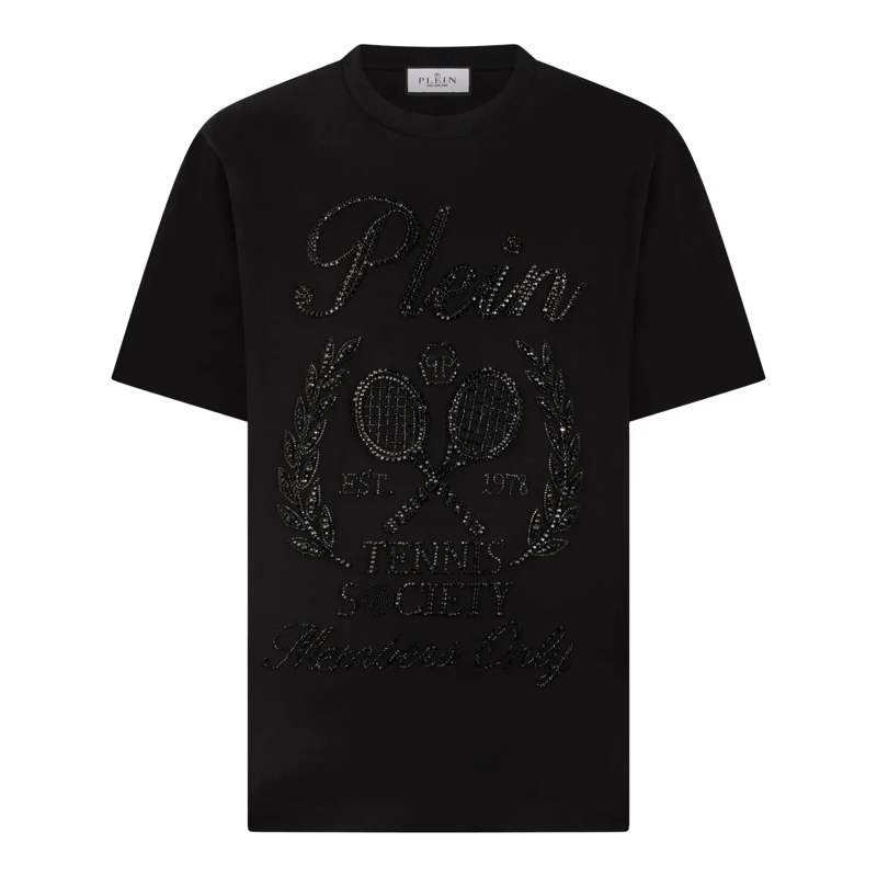 Philipp Plein T-Shirt Round Neck T-Shirt Tennis Society schwarz