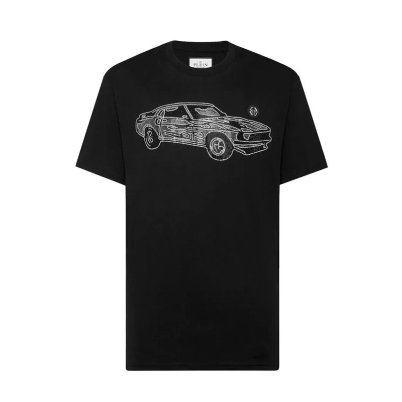 Philipp Plein T-Shirt Graphic-Embroidered Black Cotton T-Shirt Black