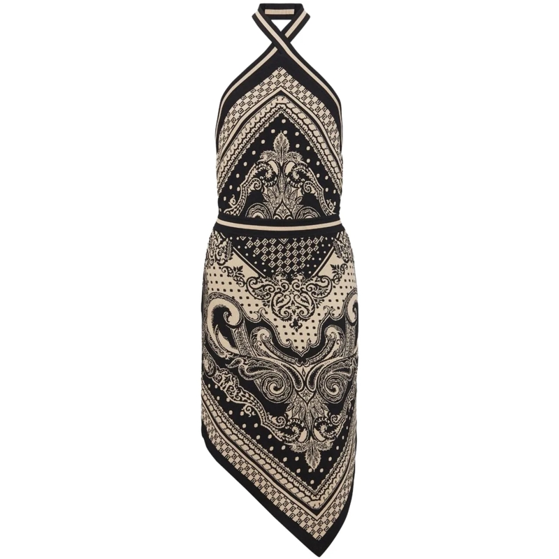 Balmain Robe midi Dresses Ivoryblack mehrfarbig