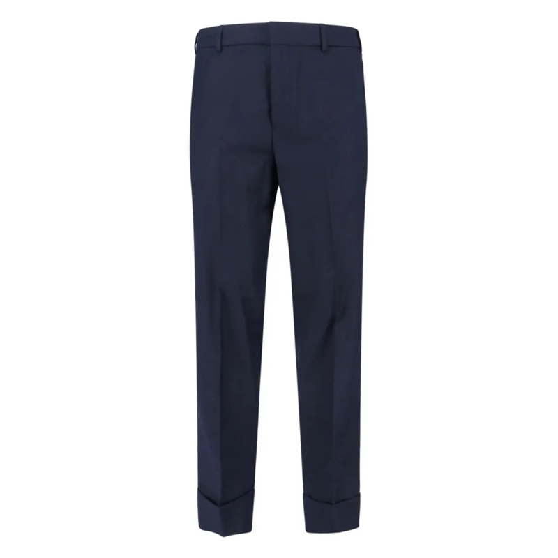 Cruna Chino Navy Mid-Rise Straight-Leg Trousers With Tailored  Blue