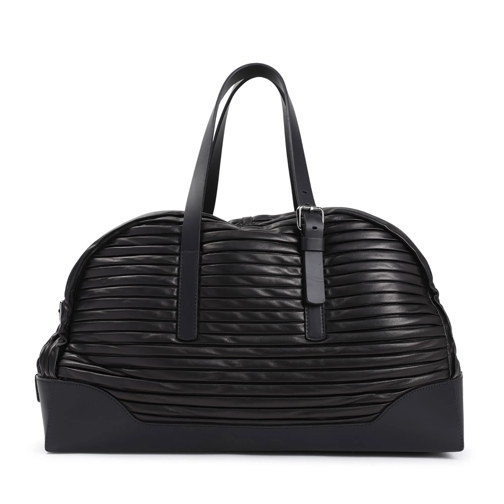 Giorgio Armani Sac week-end Duffle Black Lamb Leather Bag Black