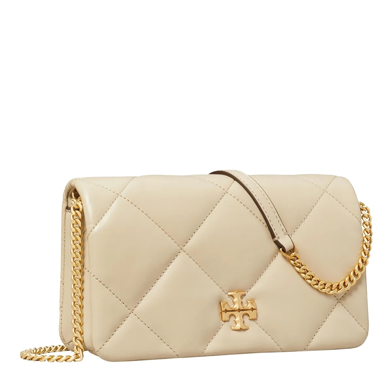Tory Burch Wallet On A Chain Kira Diamond Quilt Chain Wallet Light Stone(Image 3)