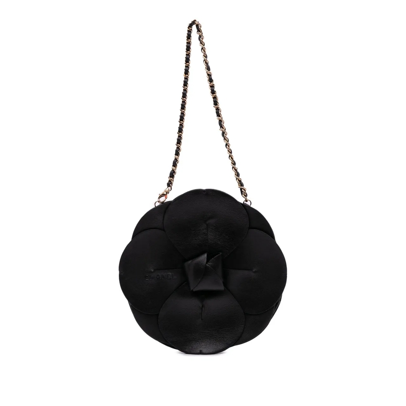 Chanel Fourre-tout Lambskin and Satin Camellia Flower Evening Bag schwarz