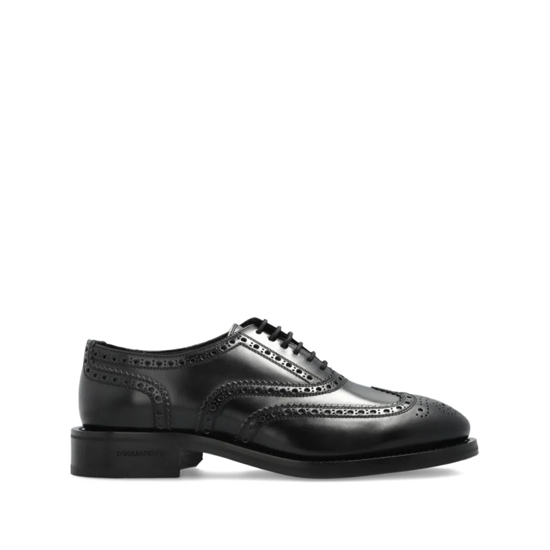 Dsquared2 Schnürschuhe Wingtip Lace-Up Black Leather Shoes Black