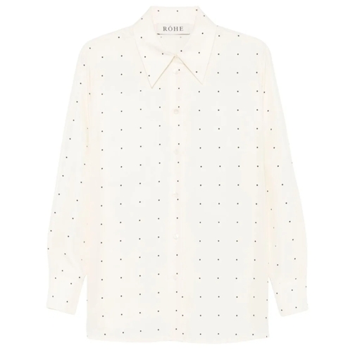 Róhe Hemden Polka Dot-Print Silk Shirt White