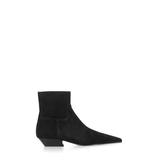 Khaite Black Suede Leather Ankle Boots Black Botte