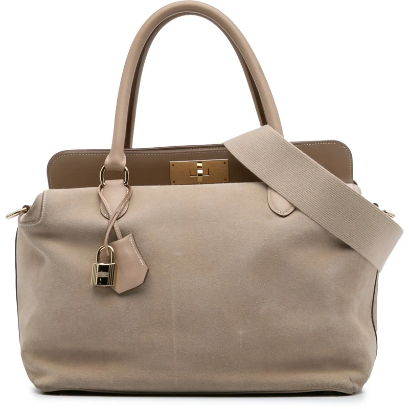 Hermès Schultertasche Veau Grizzly and Swift Toolbox 33 braun