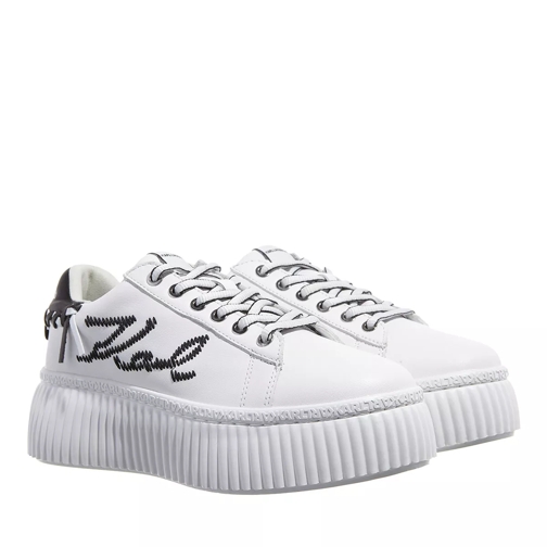 Karl Lagerfeld Kreeper Lo Whipstitch Lo Lace White Lthr w/Black Plateau Sneaker