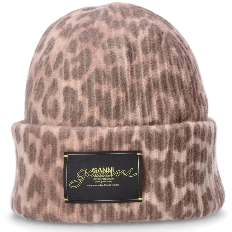 GANNI Mütze muts leopard mehrfarbig