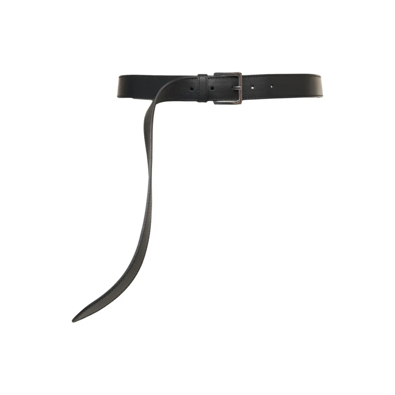Orciani Riem Elegant Black Leather Belt With Classic Rectangula Burgundy